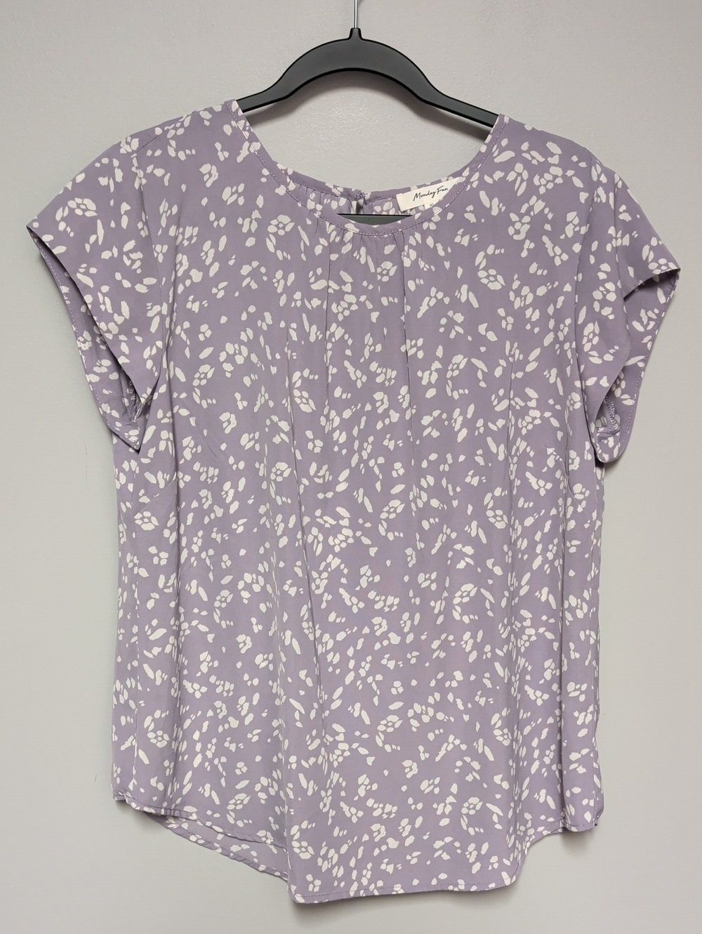 Lavender Printed Short Sleeve Blouse - Monday Fun